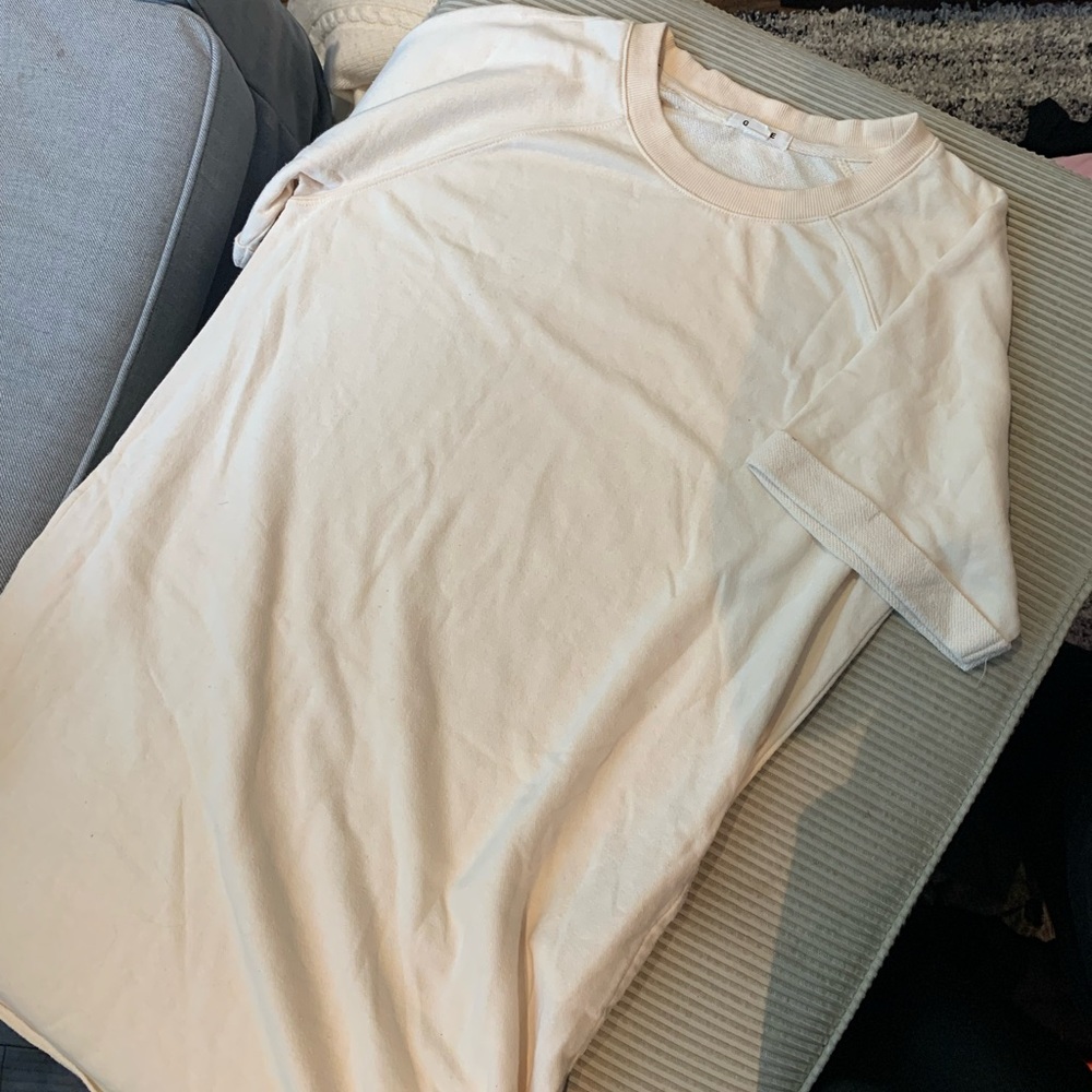 garage cream/pastel yellow comfy t-shirt dress with pockets
